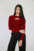 Burgundy Ruched Knit Top